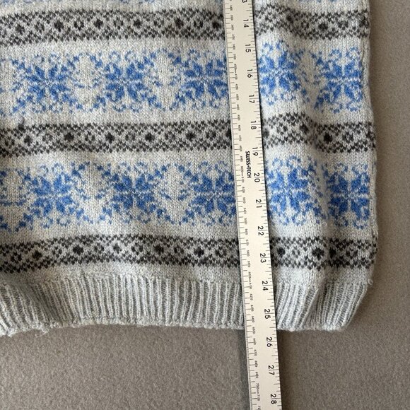 Handmade Knit VTG Fair Isle Wool Blend Nordic Ski Sweater Grey Blue S/M Outdoors - Picture 3 of 12
